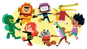 Un cercle d'enfants animés se tenant par la main