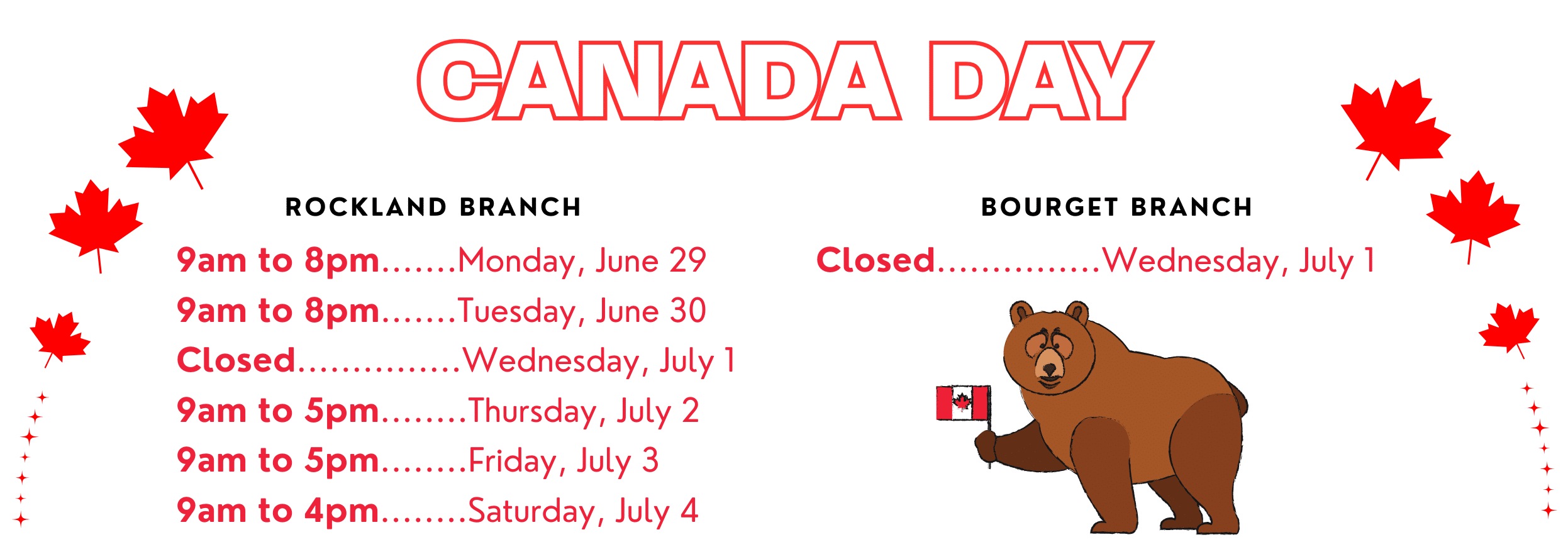 Canada Day 2026 Hours